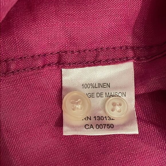 Hickey Freeman Fuschia Pink Linen Button Down Shirt Mens Size Large Casual - Picture 8 of 9